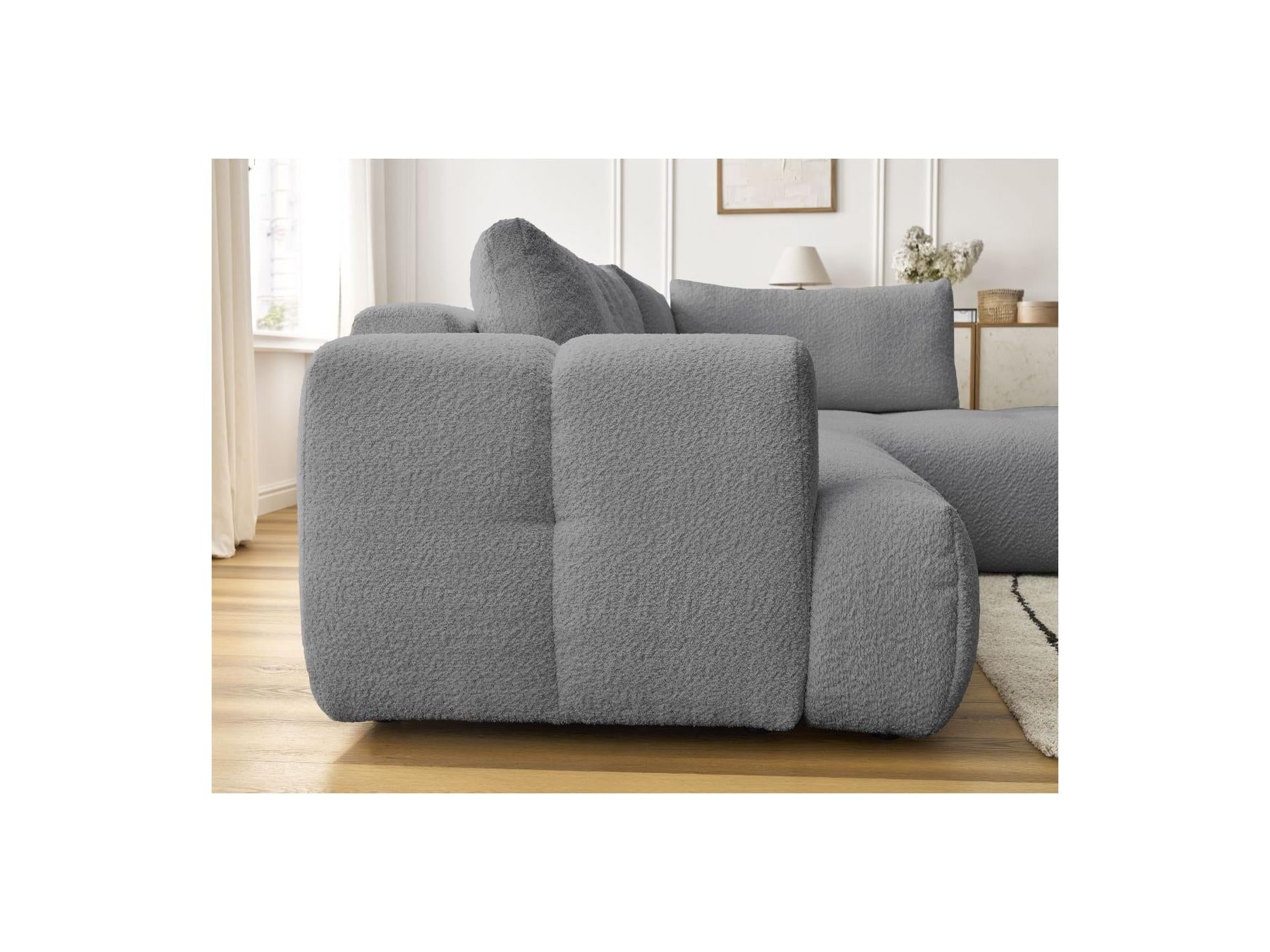 Fuji - Canapé D'Angle L Convertible - Tissu Bouclette - Angle Droit