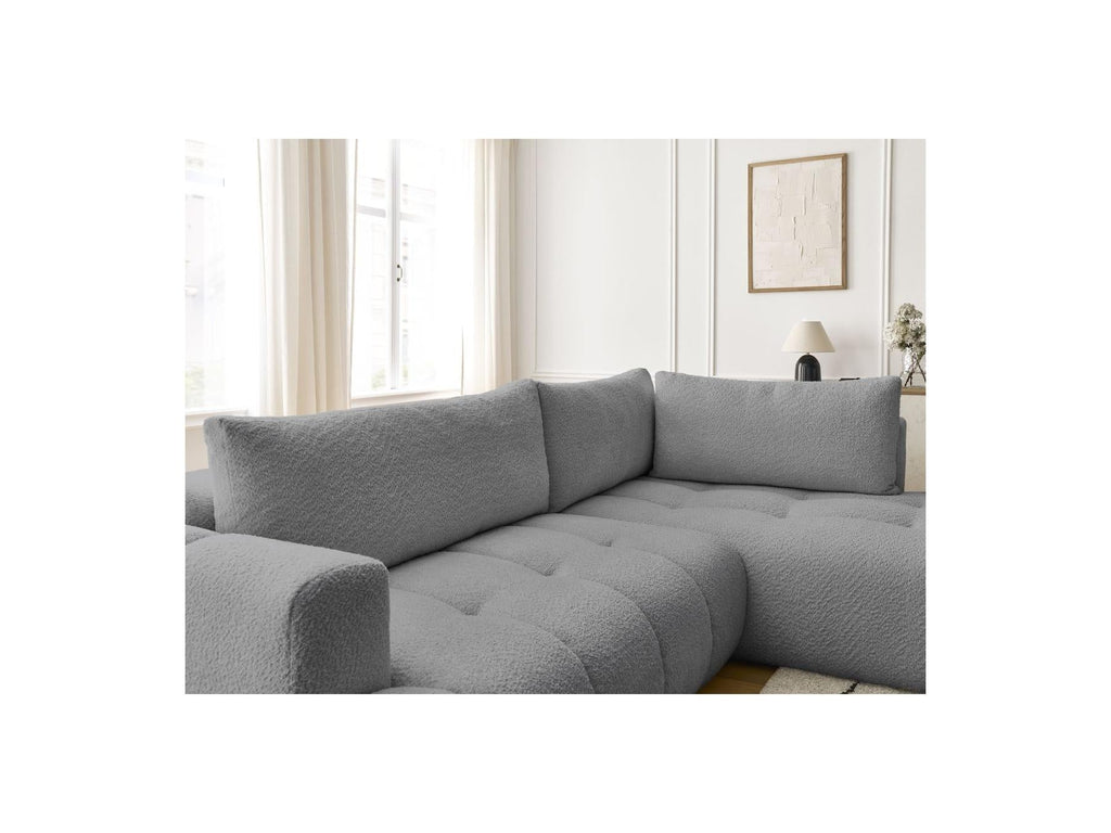 Fuji - Canapé D'Angle L Convertible - Tissu Bouclette - Angle Droit