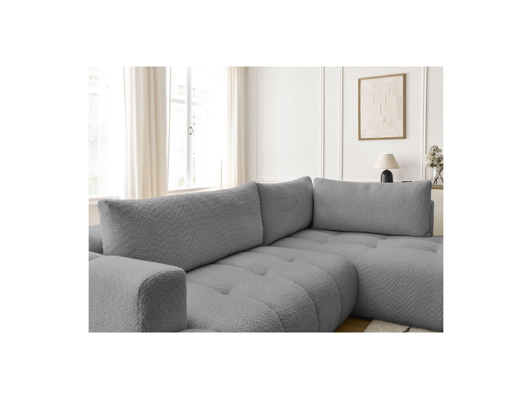 Fuji - Canapé D'Angle L Convertible - Tissu Bouclette - Angle Droit
