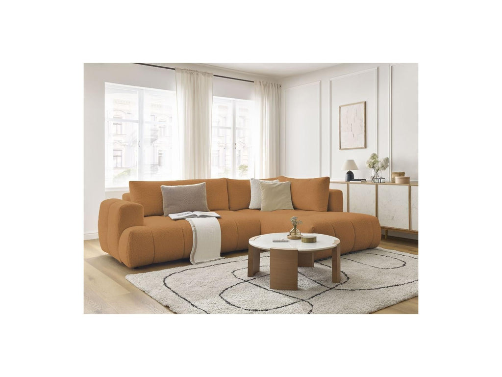 Fuji - Canapé D'Angle L Convertible - Tissu Bouclette - Angle Droit
