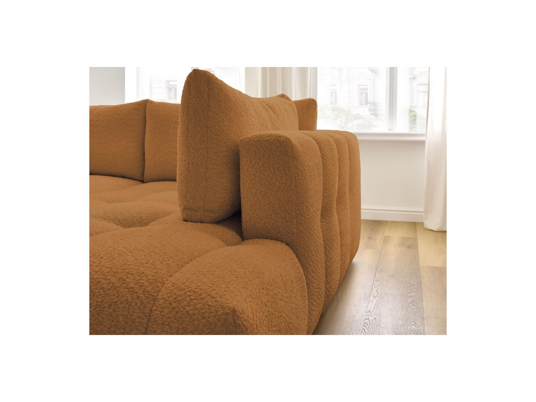 Fuji - Canapé D'Angle L Convertible - Tissu Bouclette - Angle Droit