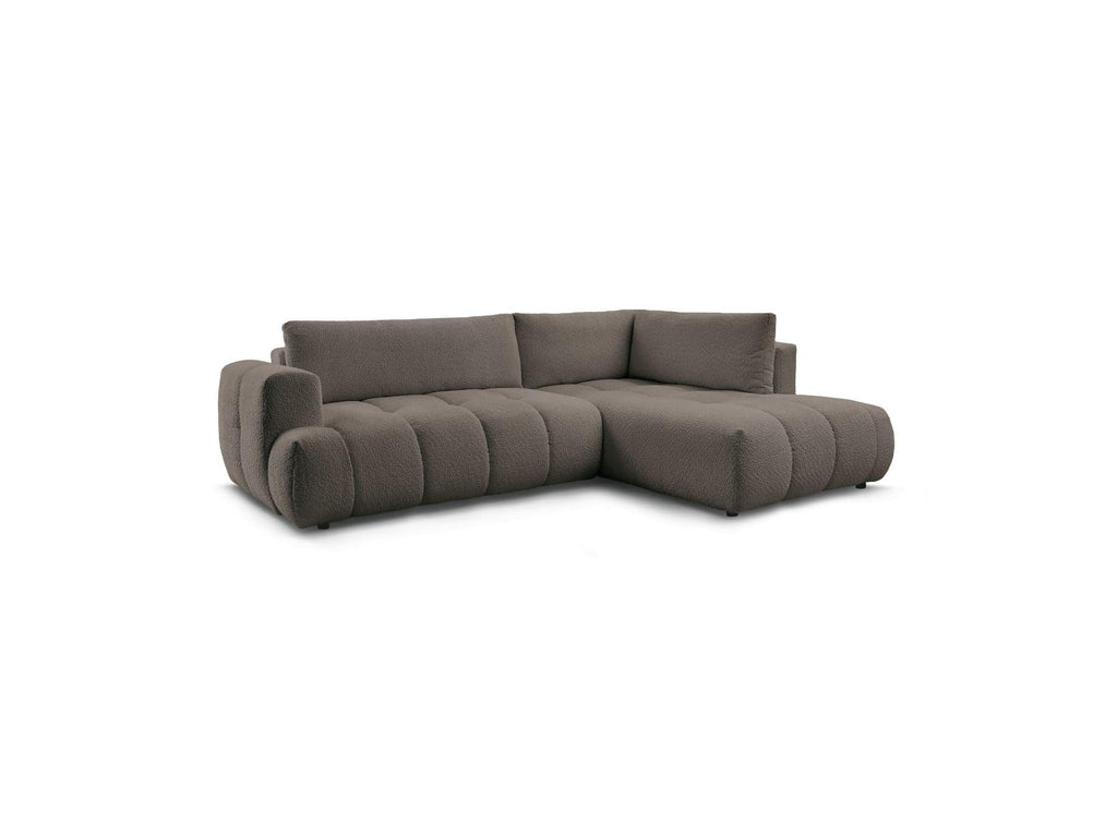 Fuji - Canapé D'Angle L Convertible - Tissu Bouclette - Angle Droit