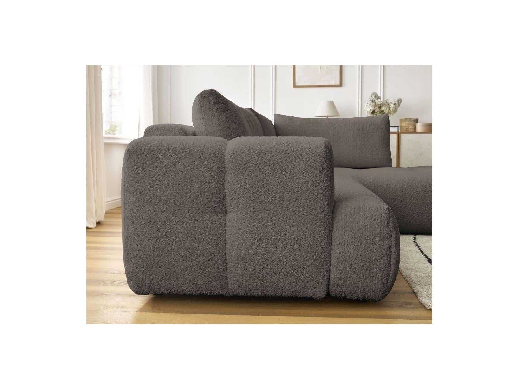 Fuji - Canapé D'Angle L Convertible - Tissu Bouclette - Angle Droit