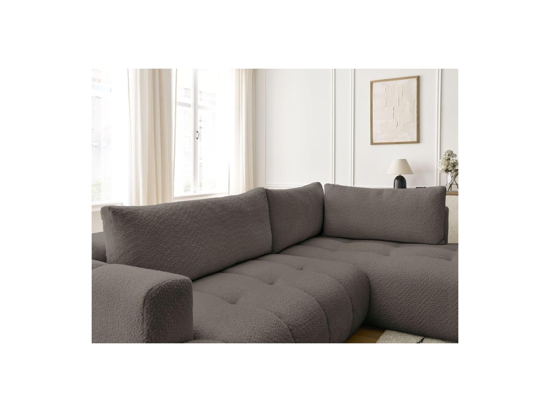 Fuji - Canapé D'Angle L Convertible - Tissu Bouclette - Angle Droit