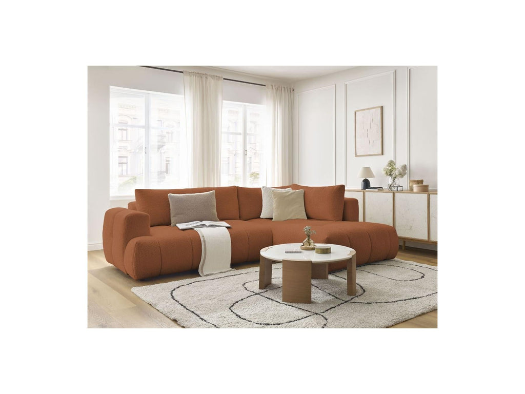 Fuji - Canapé D'Angle L Convertible - Tissu Bouclette - Angle Droit