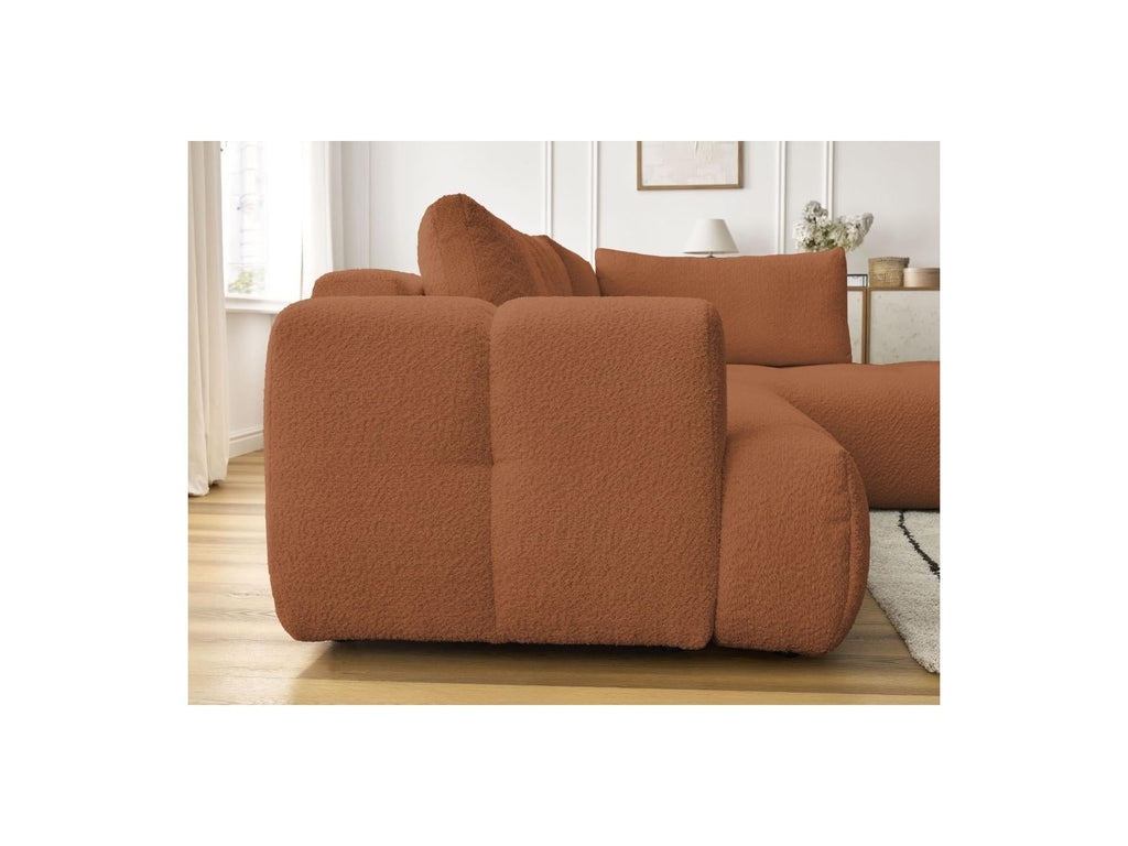 Fuji - Canapé D'Angle L Convertible - Tissu Bouclette - Angle Droit