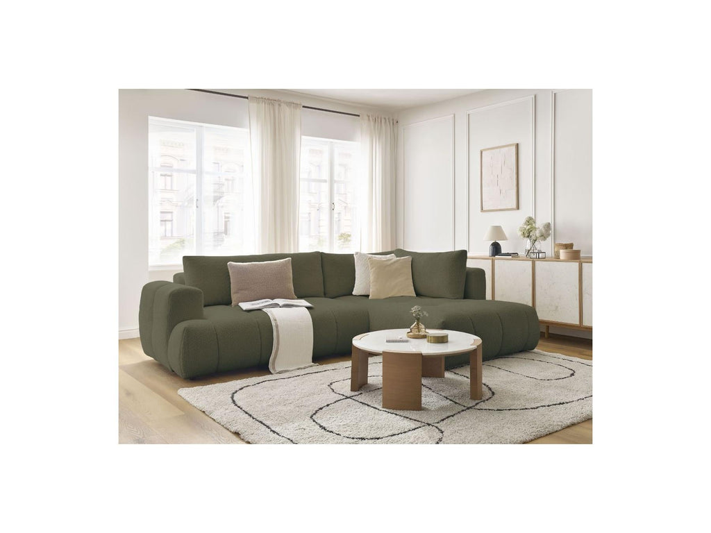 Fuji - Canapé D'Angle L Convertible - Tissu Bouclette - Angle Droit