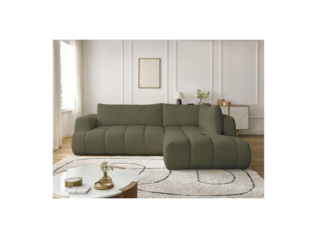 Fuji - Canapé D'Angle L Convertible - Tissu Bouclette - Angle Droit