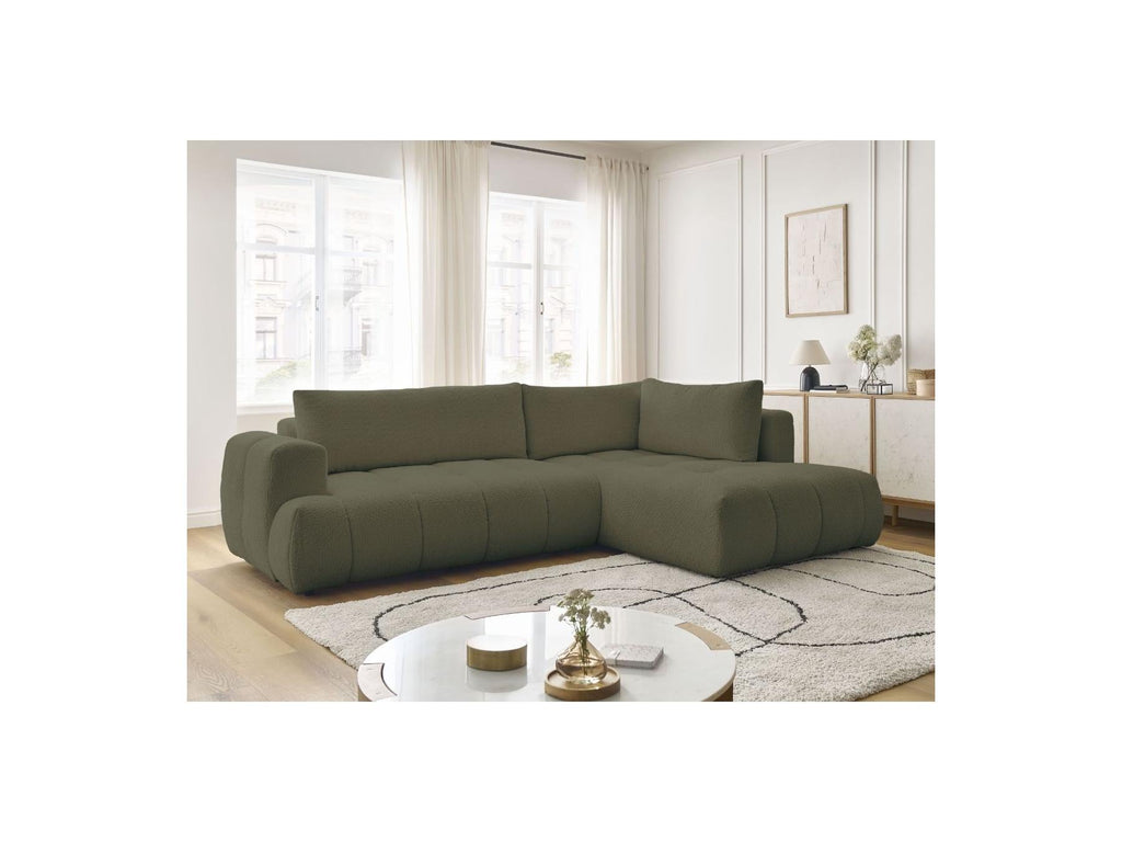 Fuji - Canapé D'Angle L Convertible - Tissu Bouclette - Angle Droit
