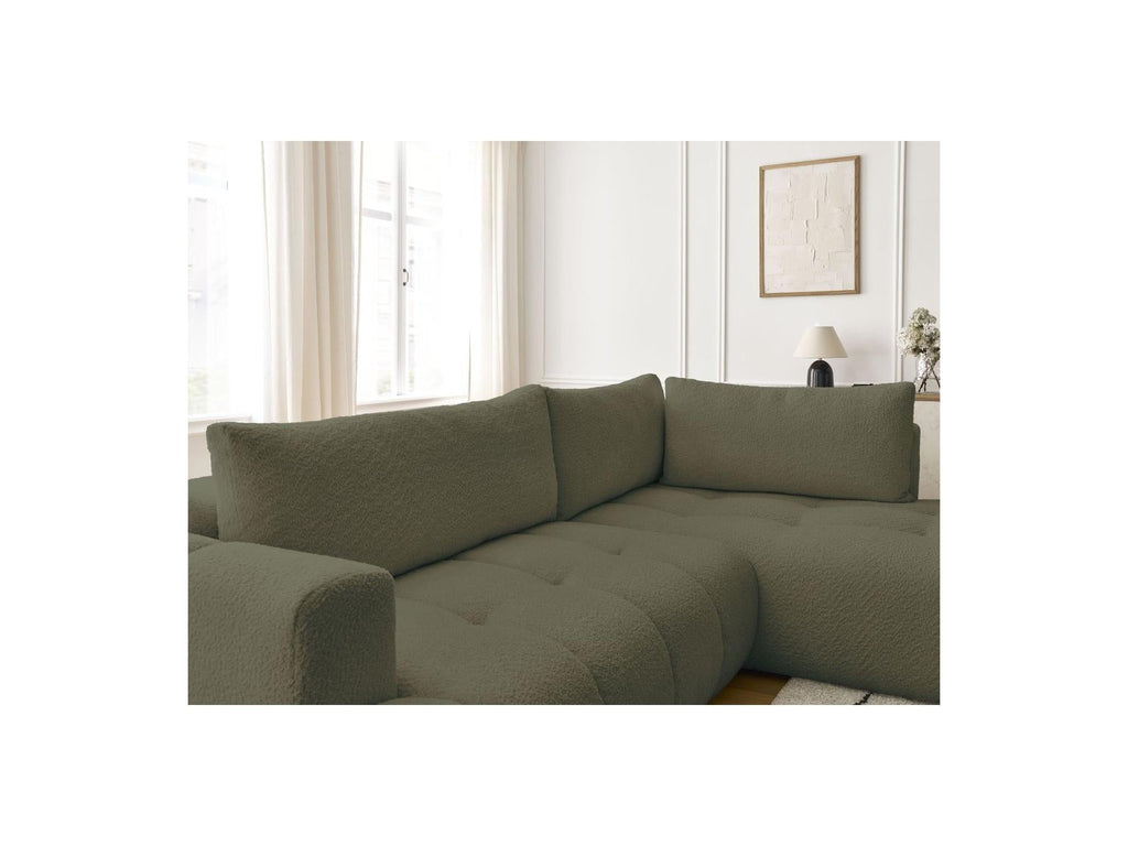 Fuji - Canapé D'Angle L Convertible - Tissu Bouclette - Angle Droit