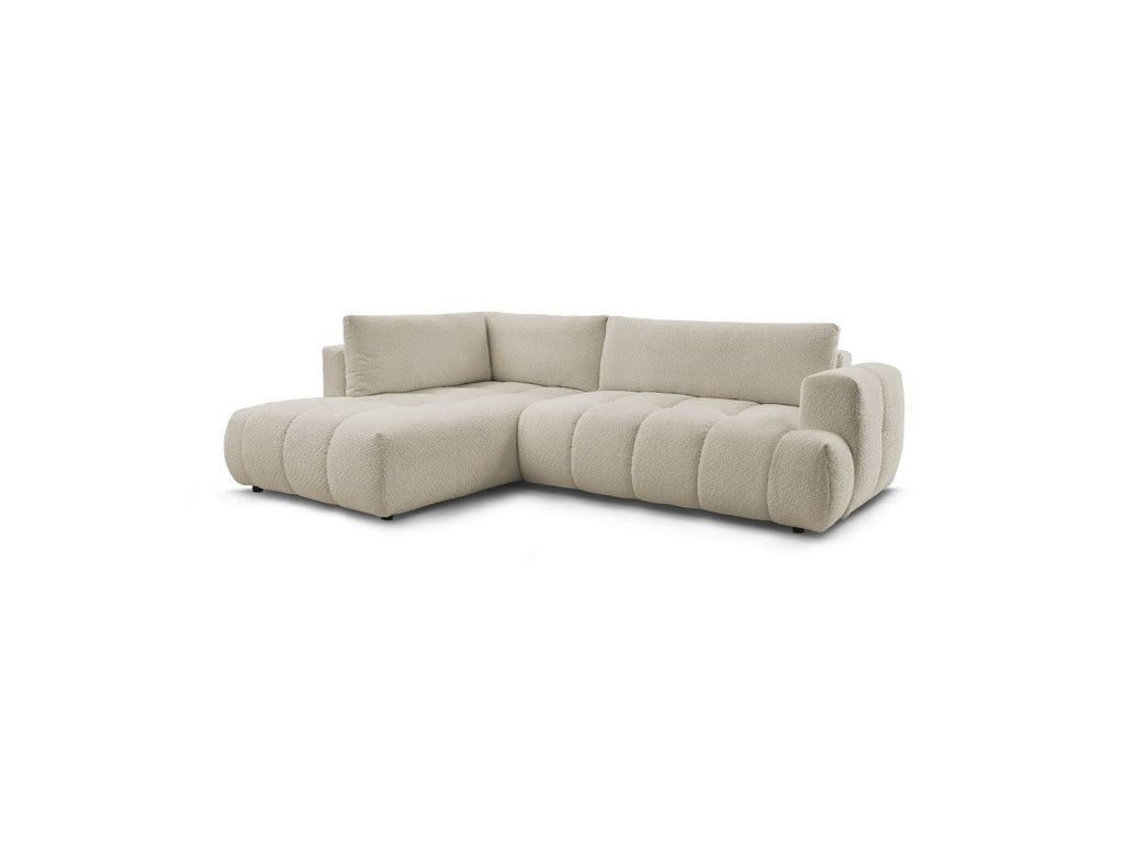 Fuji - Canapé D'Angle L Convertible - Tissu Bouclette - Angle Gauche