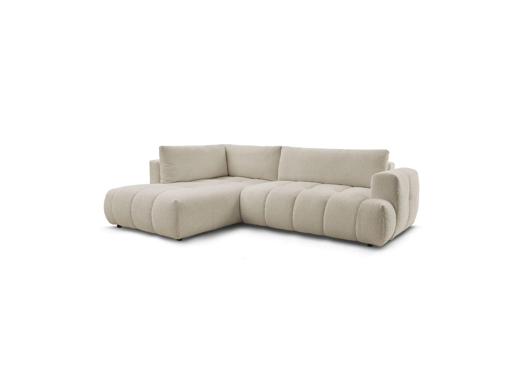 Fuji - Canapé D'Angle L Convertible - Tissu Bouclette - Angle Gauche