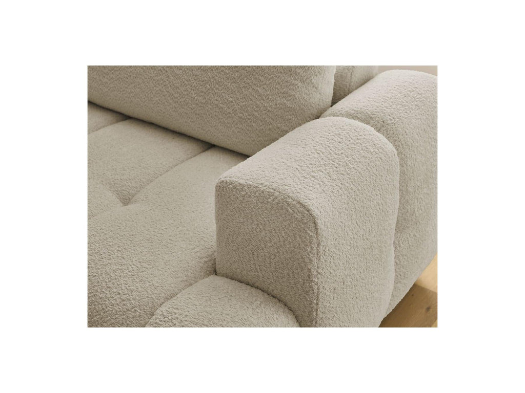 Fuji - Canapé D'Angle L Convertible - Tissu Bouclette - Angle Gauche