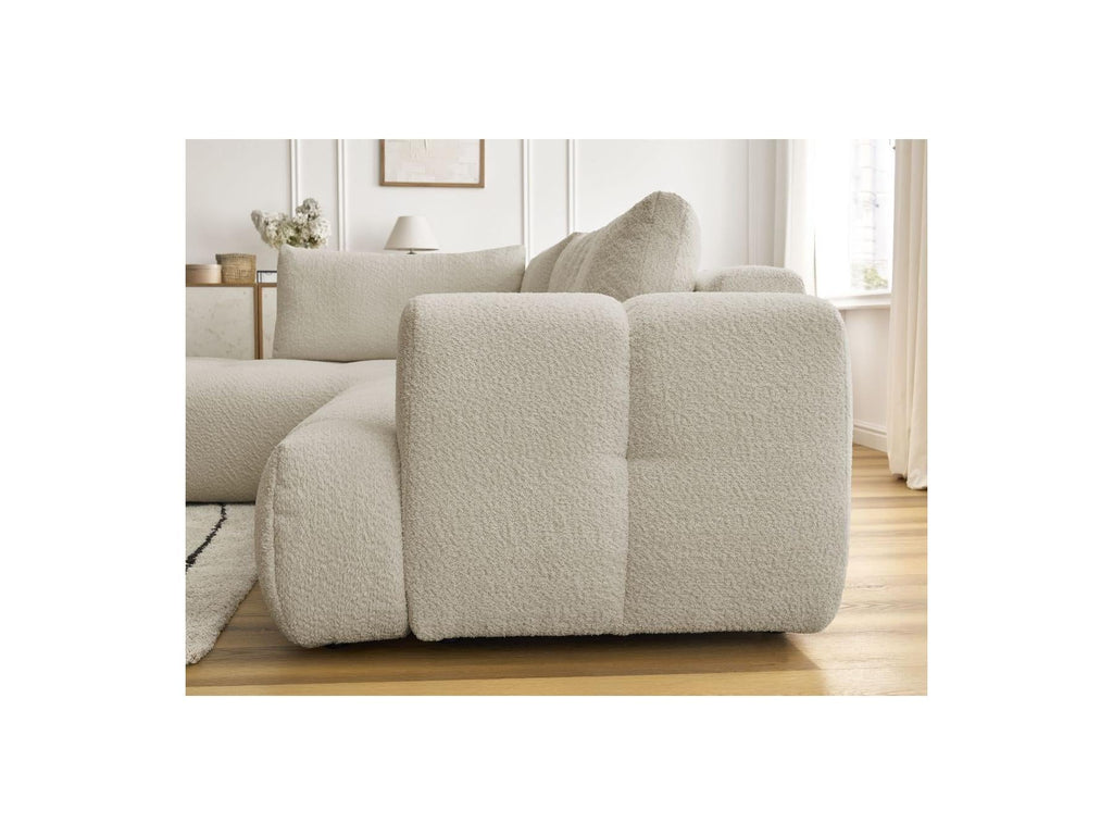 Fuji - Canapé D'Angle L Convertible - Tissu Bouclette - Angle Gauche