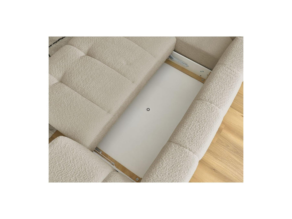 Fuji - Canapé D'Angle L Convertible - Tissu Bouclette - Angle Gauche