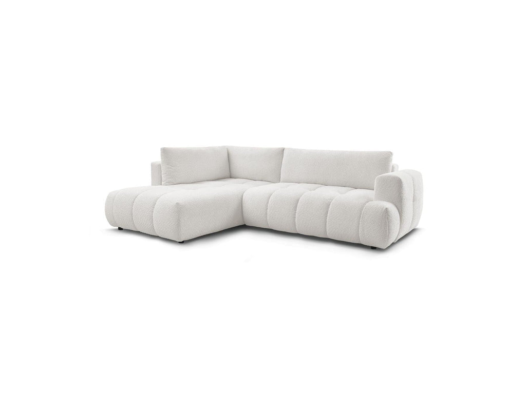Fuji - Canapé D'Angle L Convertible - Tissu Bouclette - Angle Gauche
