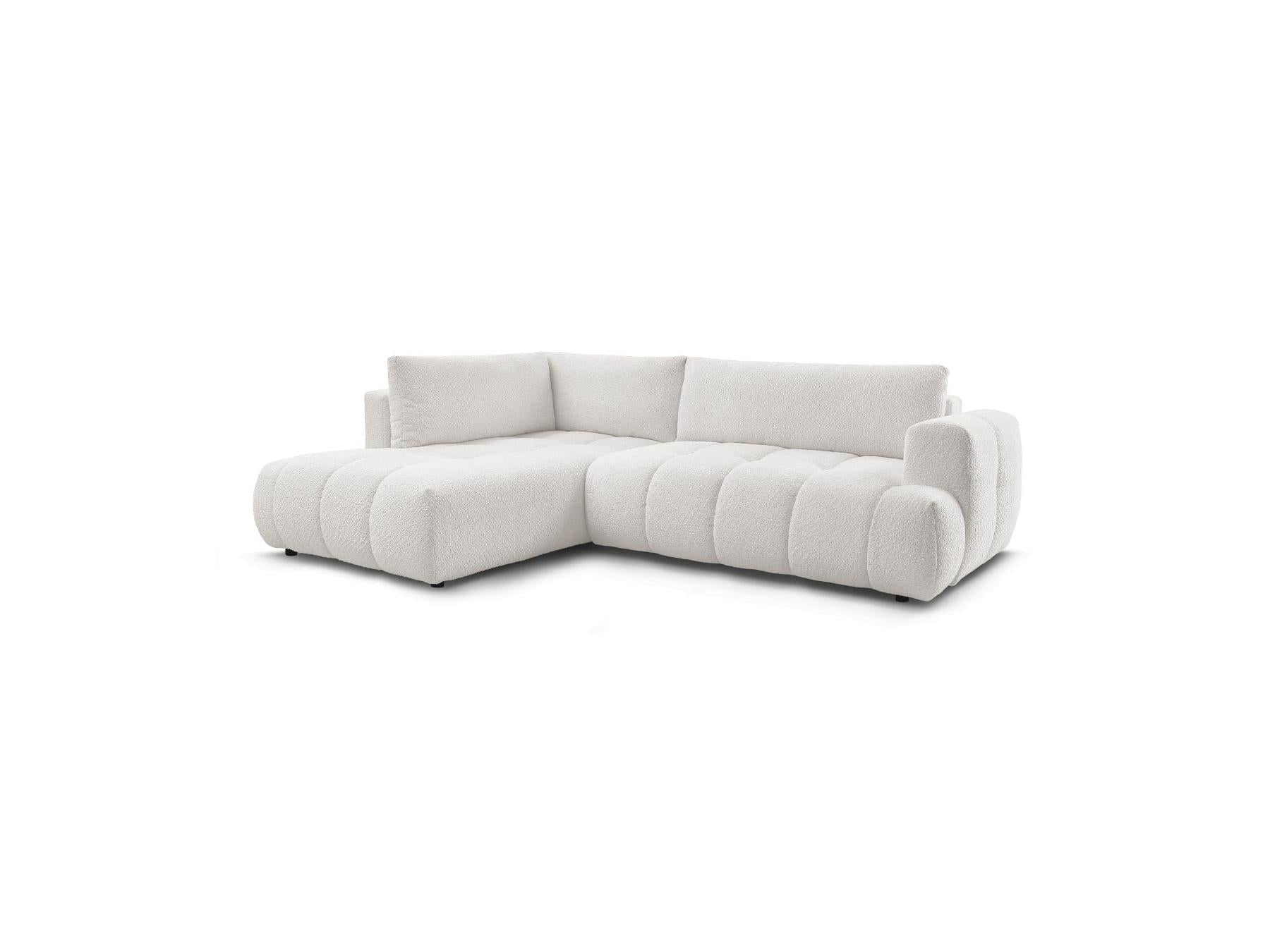 Fuji - Canapé D'Angle L Convertible - Tissu Bouclette - Angle Gauche