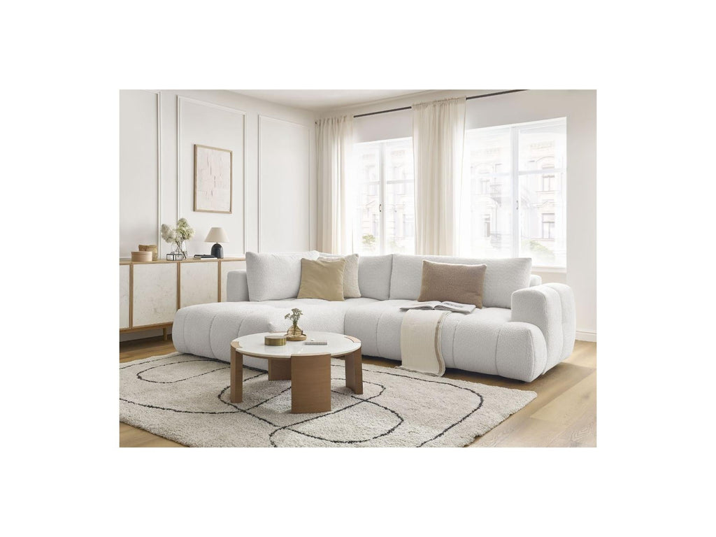 Fuji - Canapé D'Angle L Convertible - Tissu Bouclette - Angle Gauche