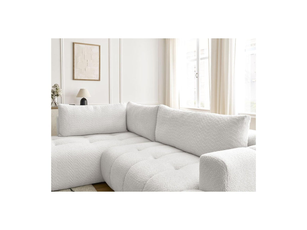 Fuji - Canapé D'Angle L Convertible - Tissu Bouclette - Angle Gauche