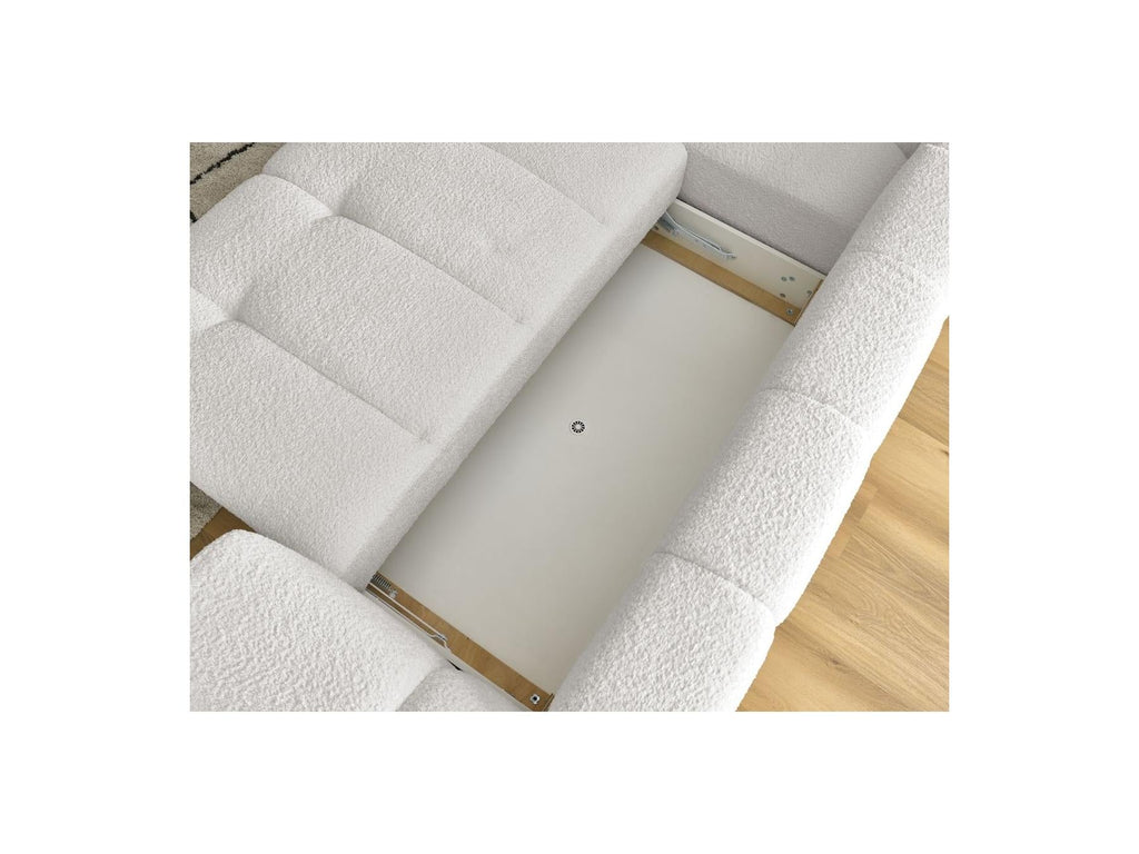 Fuji - Canapé D'Angle L Convertible - Tissu Bouclette - Angle Gauche