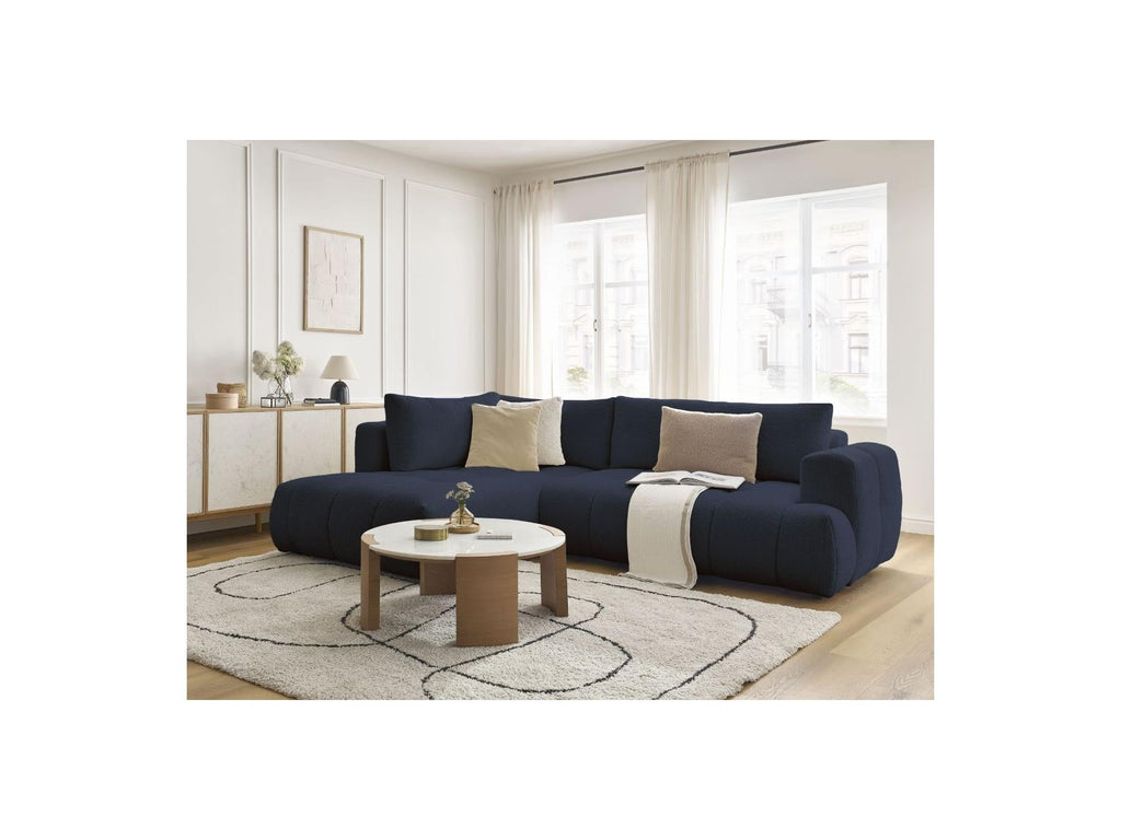 Fuji - Canapé D'Angle L Convertible - Tissu Bouclette - Angle Gauche