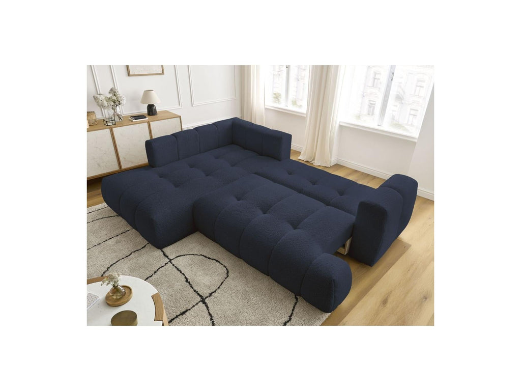 Fuji - Canapé D'Angle L Convertible - Tissu Bouclette - Angle Gauche