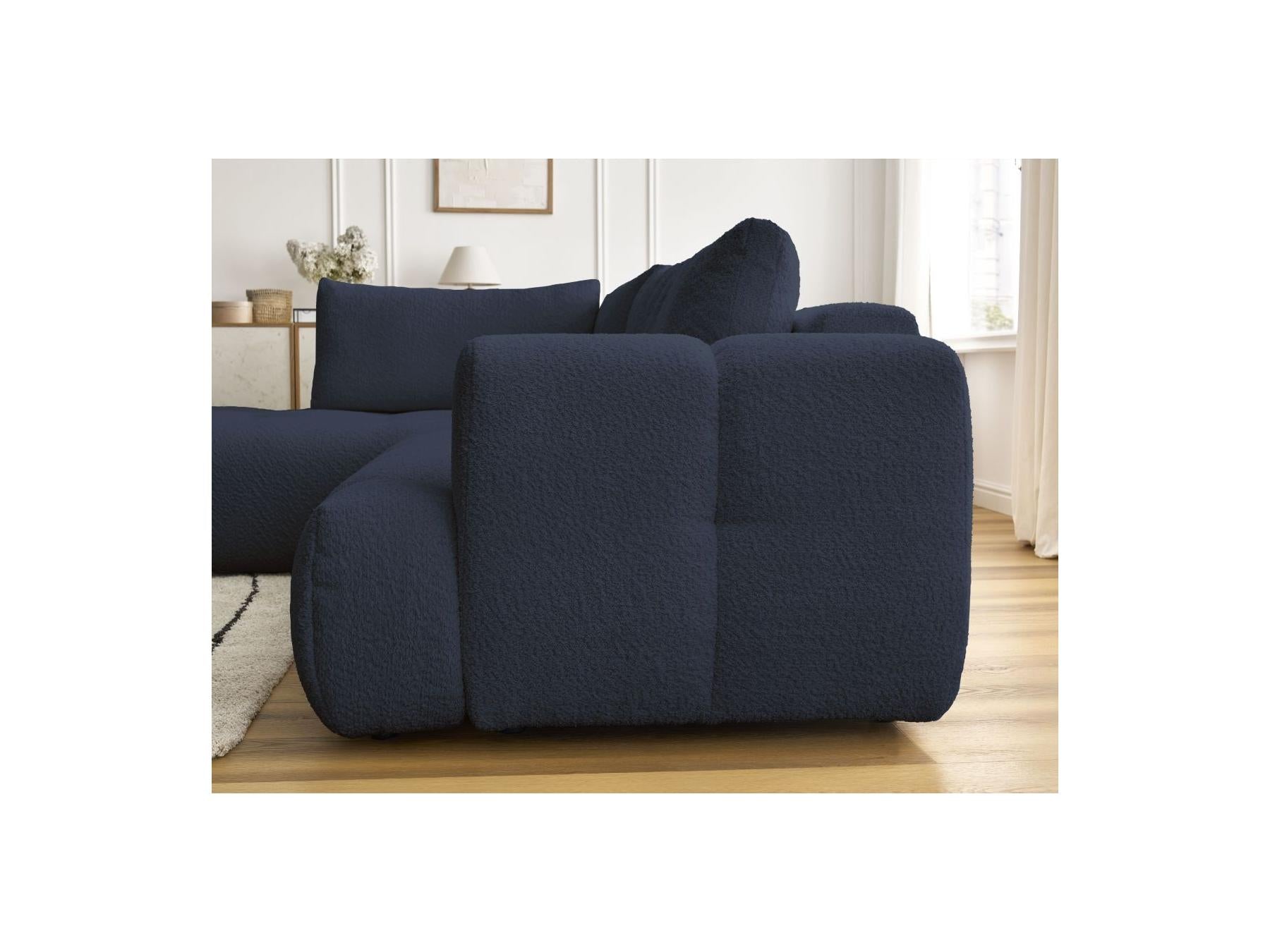 Fuji - Canapé D'Angle L Convertible - Tissu Bouclette - Angle Gauche
