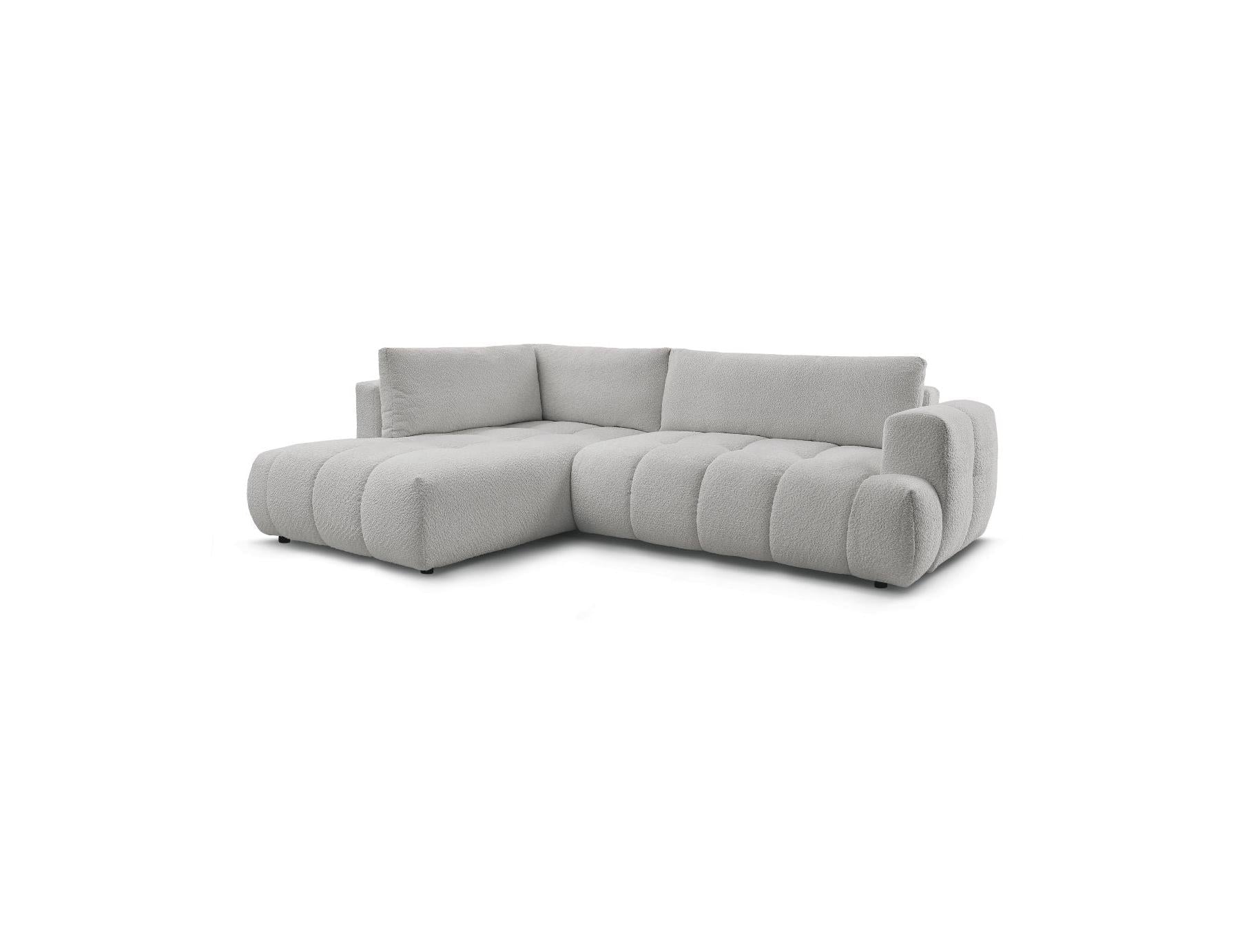 Fuji - Canapé D'Angle L Convertible - Tissu Bouclette - Angle Gauche