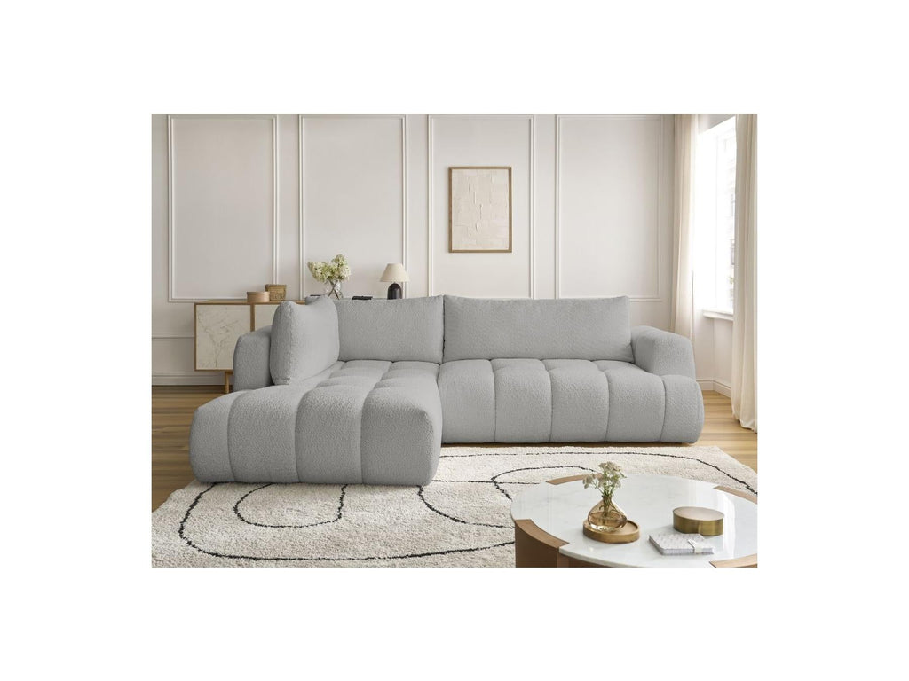 Fuji - Canapé D'Angle L Convertible - Tissu Bouclette - Angle Gauche