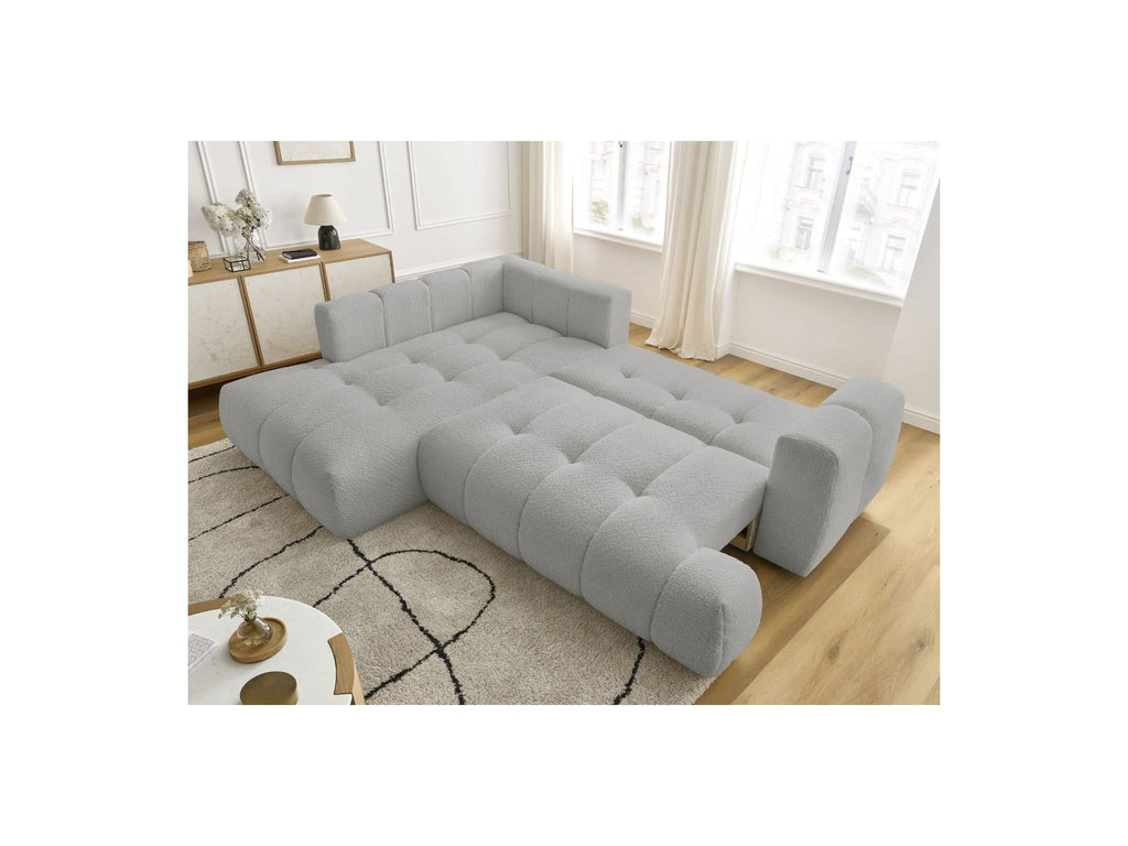Fuji - Canapé D'Angle L Convertible - Tissu Bouclette - Angle Gauche
