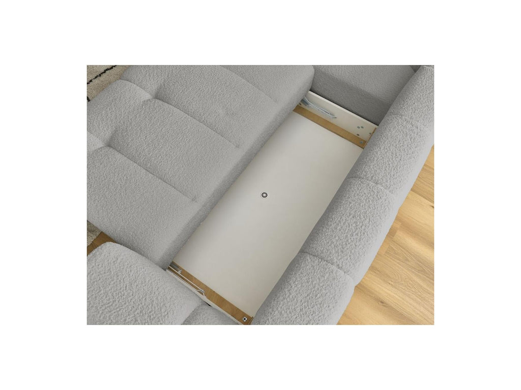 Fuji - Canapé D'Angle L Convertible - Tissu Bouclette - Angle Gauche