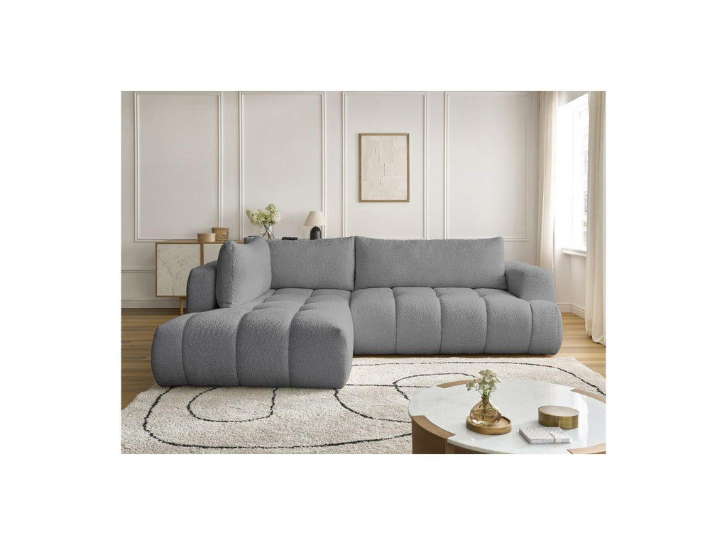 Fuji - Canapé D'Angle L Convertible - Tissu Bouclette - Angle Gauche