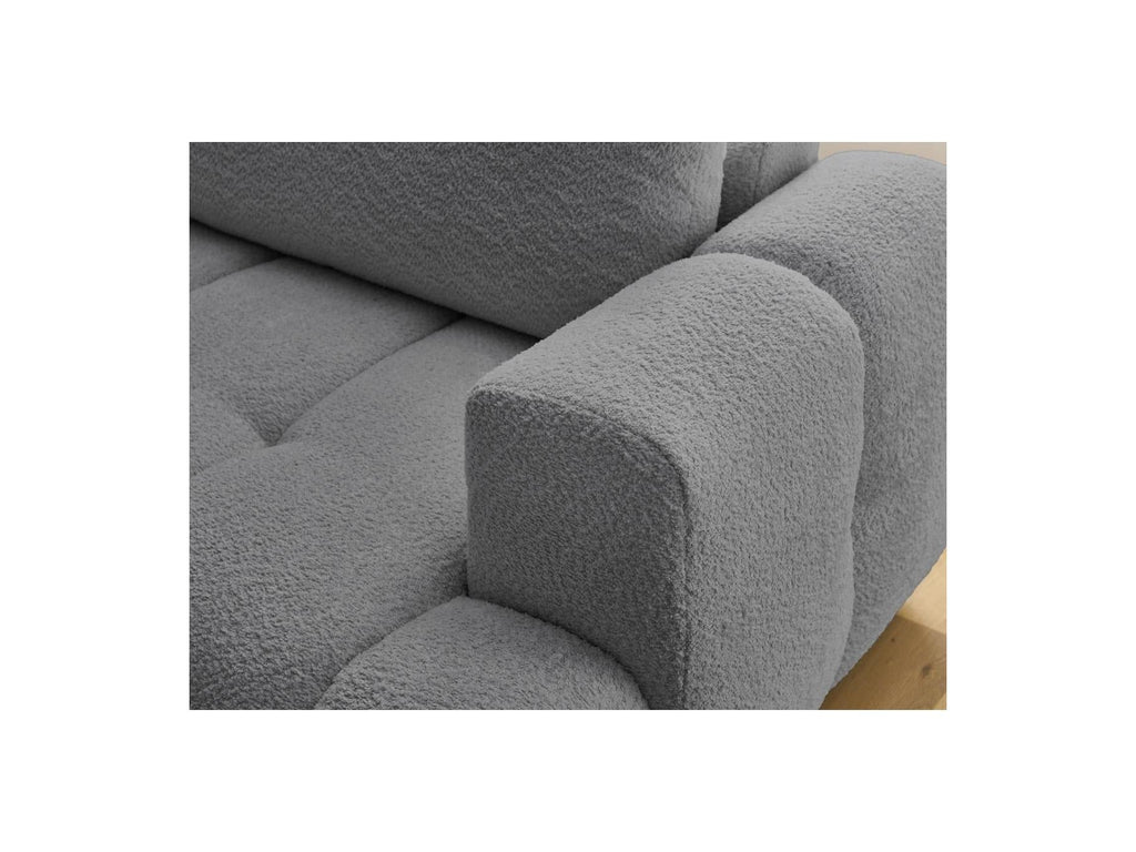 Fuji - Canapé D'Angle L Convertible - Tissu Bouclette - Angle Gauche