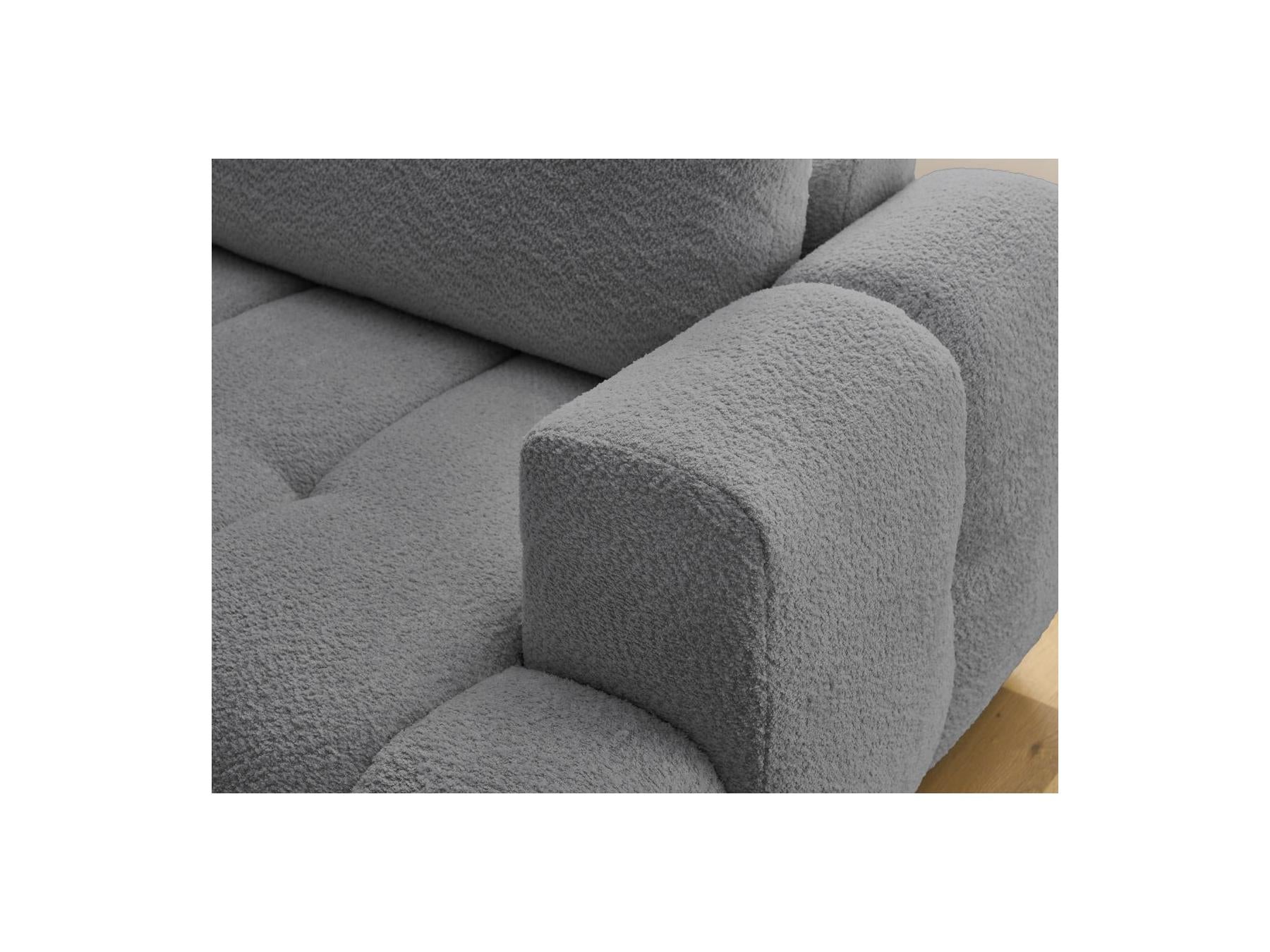 Fuji - Canapé D'Angle L Convertible - Tissu Bouclette - Angle Gauche