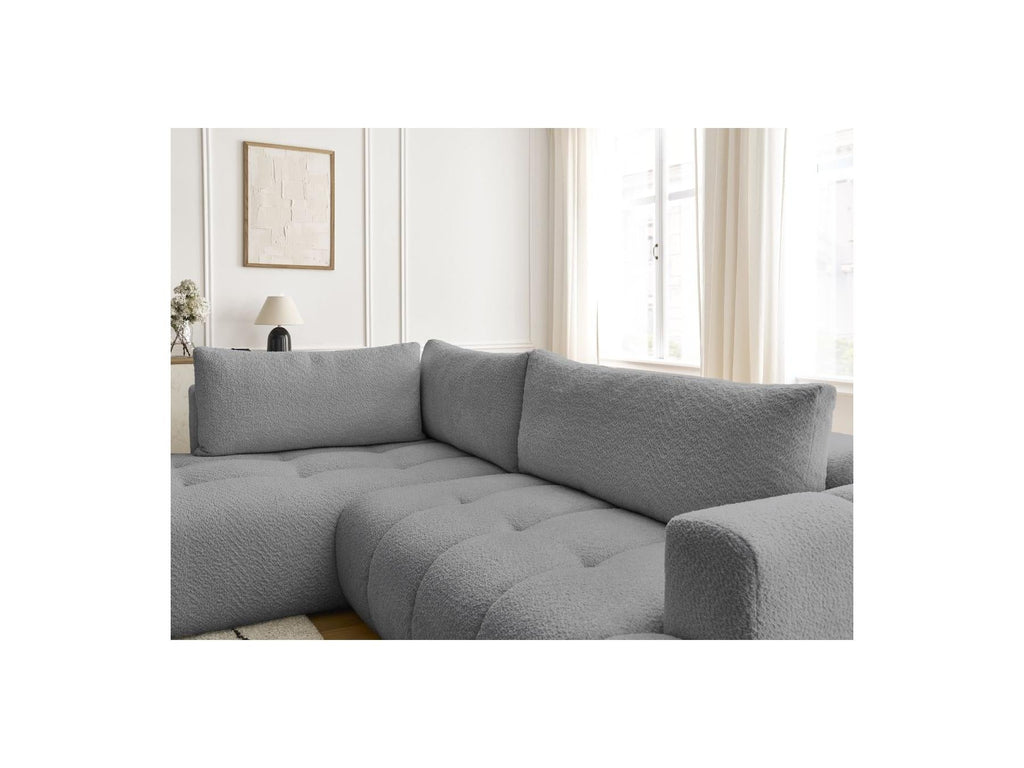 Fuji - Canapé D'Angle L Convertible - Tissu Bouclette - Angle Gauche