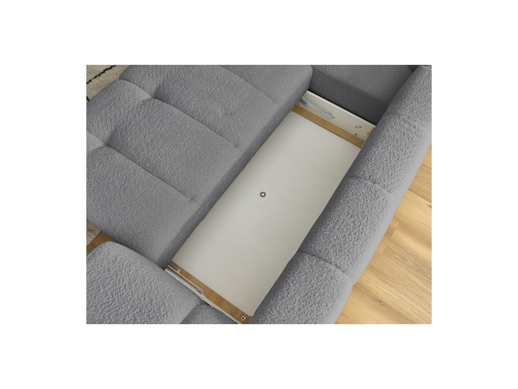 Fuji - Canapé D'Angle L Convertible - Tissu Bouclette - Angle Gauche