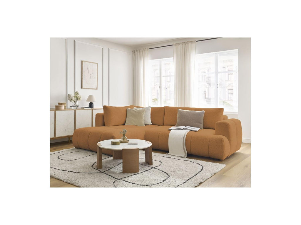 Fuji - Canapé D'Angle L Convertible - Tissu Bouclette - Angle Gauche