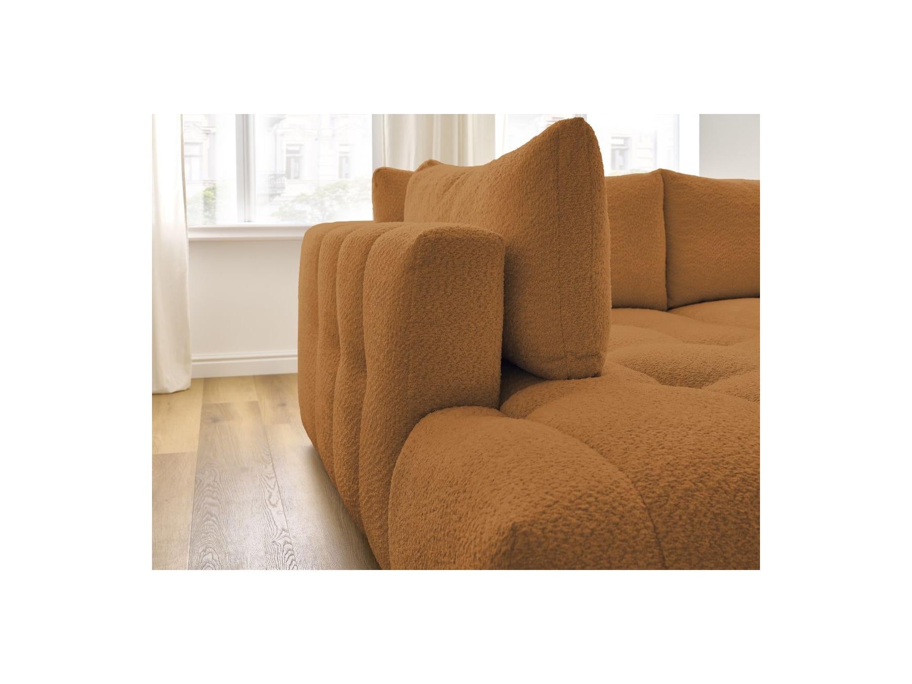 Fuji - Canapé D'Angle L Convertible - Tissu Bouclette - Angle Gauche
