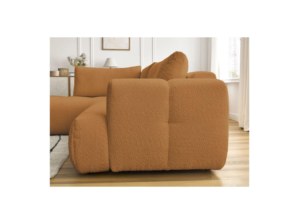 Fuji - Canapé D'Angle L Convertible - Tissu Bouclette - Angle Gauche