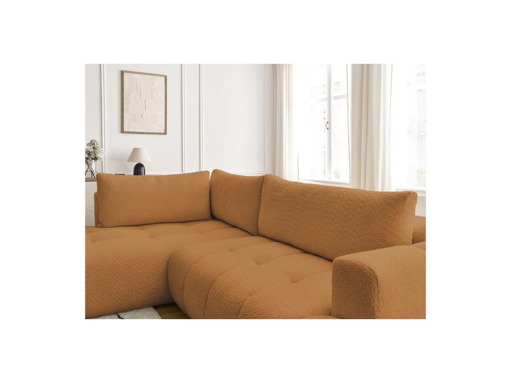 Fuji - Canapé D'Angle L Convertible - Tissu Bouclette - Angle Gauche