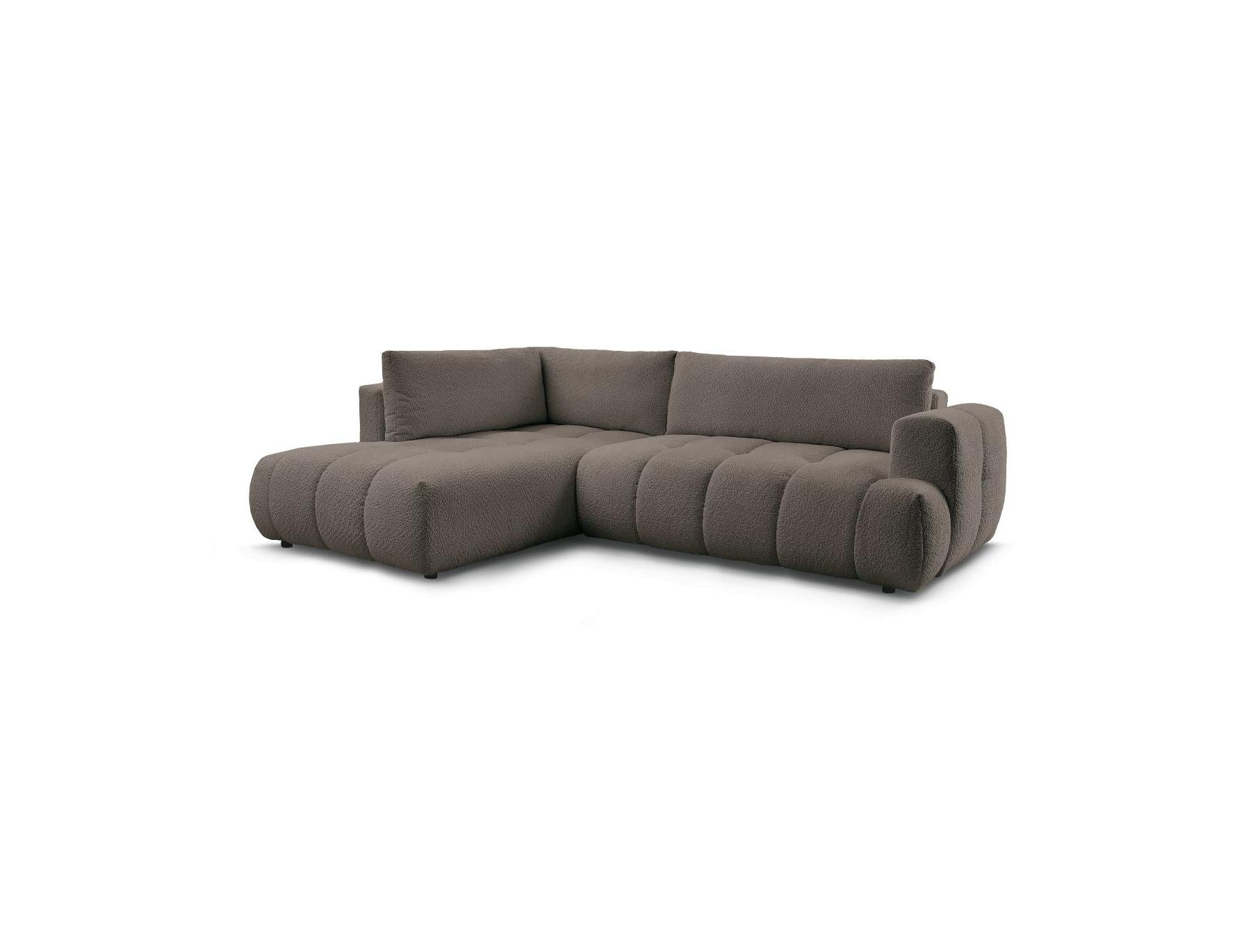 Fuji - Canapé D'Angle L Convertible - Tissu Bouclette - Angle Gauche