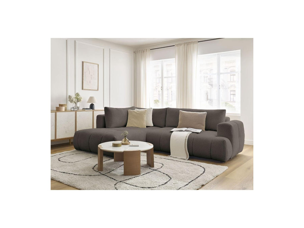 Fuji - Canapé D'Angle L Convertible - Tissu Bouclette - Angle Gauche