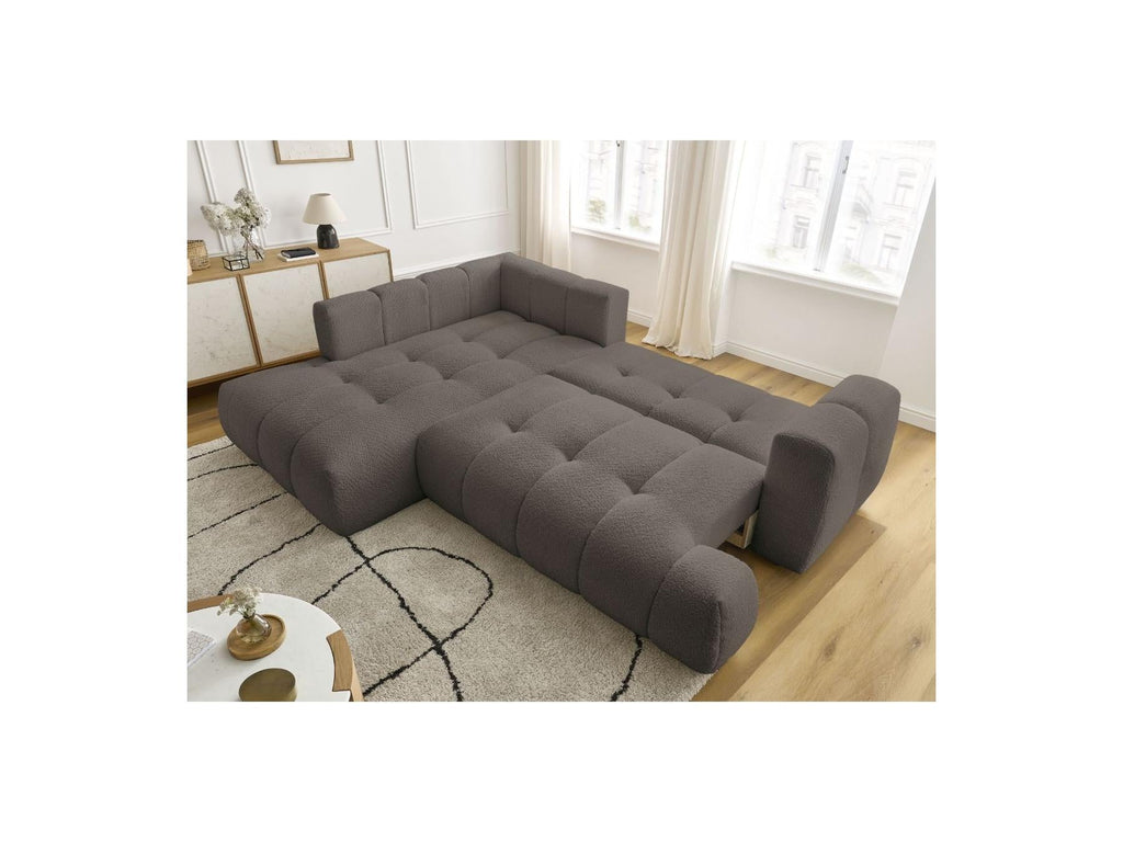 Fuji - Canapé D'Angle L Convertible - Tissu Bouclette - Angle Gauche