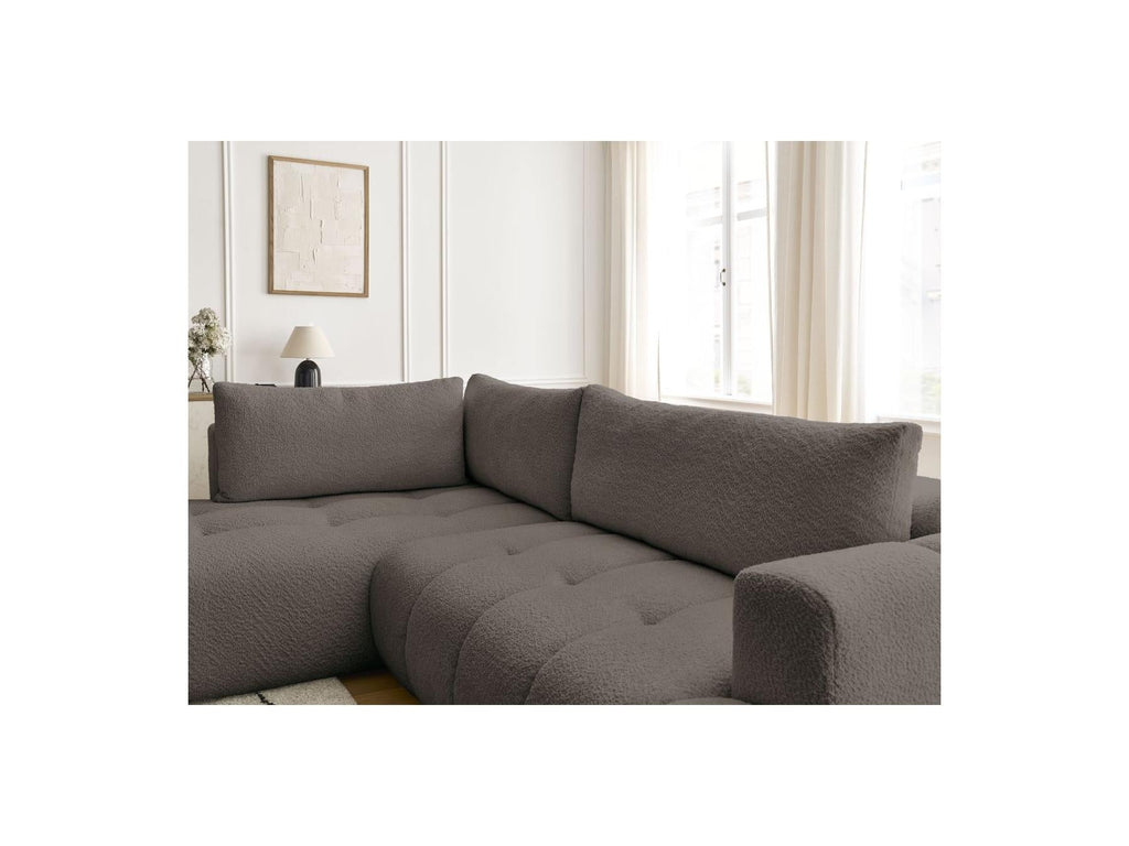 Fuji - Canapé D'Angle L Convertible - Tissu Bouclette - Angle Gauche