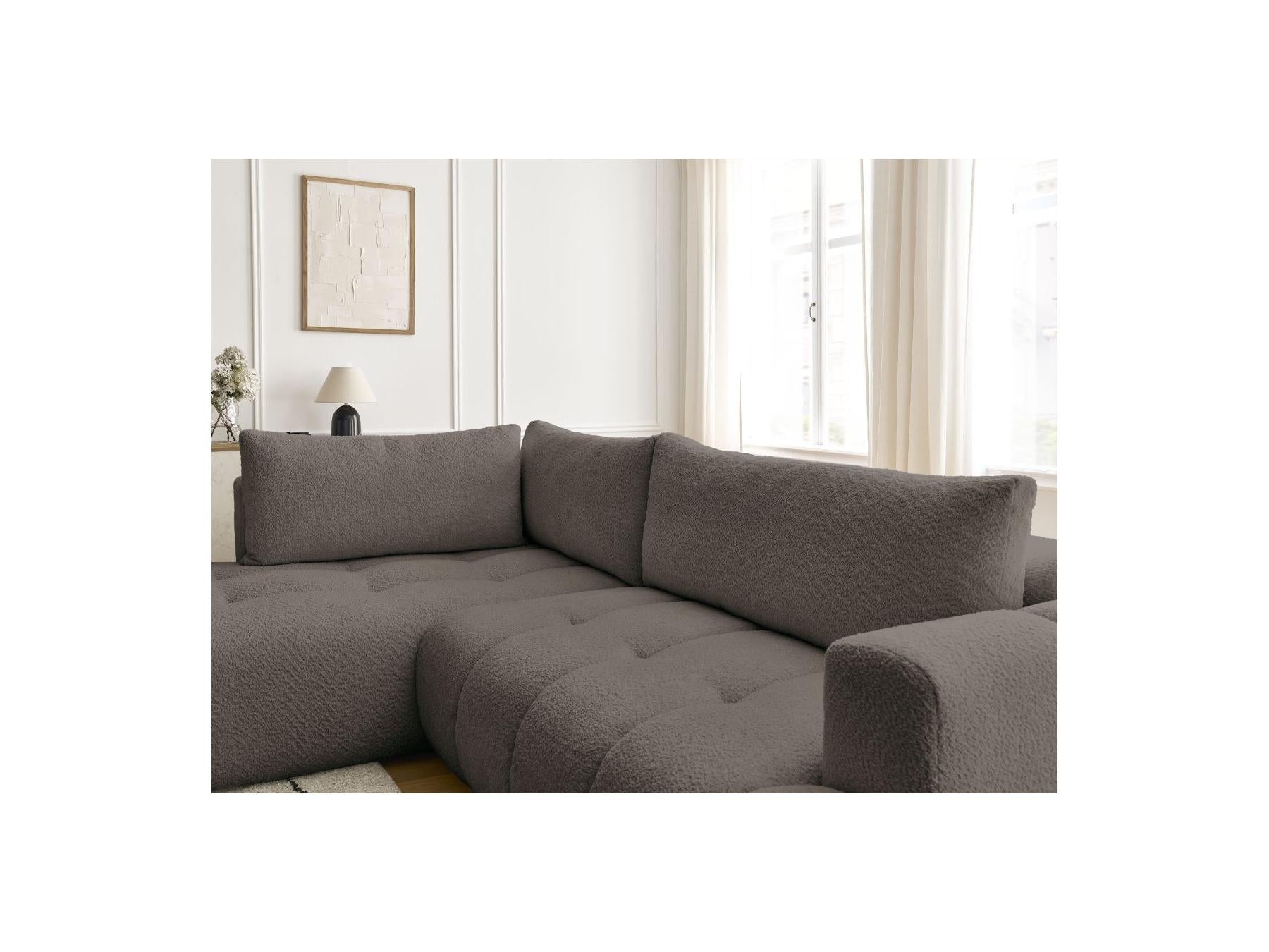 Fuji - Canapé D'Angle L Convertible - Tissu Bouclette - Angle Gauche