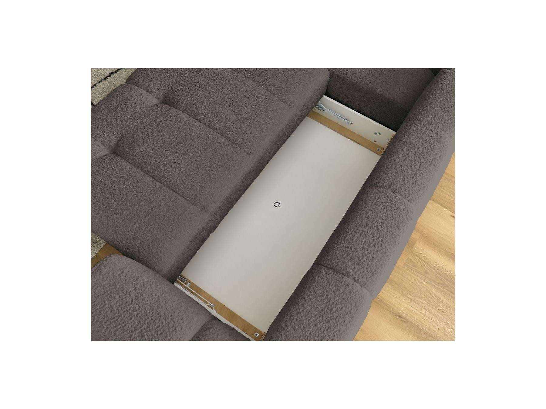Fuji - Canapé D'Angle L Convertible - Tissu Bouclette - Angle Gauche