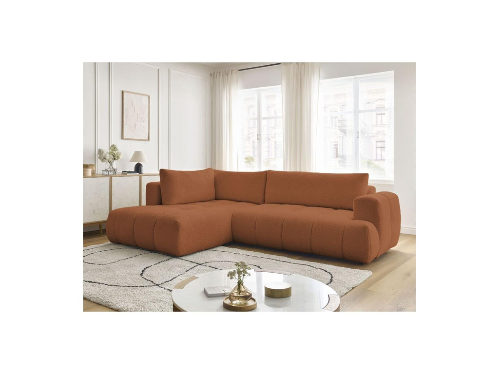 Fuji - Canapé D'Angle L Convertible - Tissu Bouclette - Angle Gauche