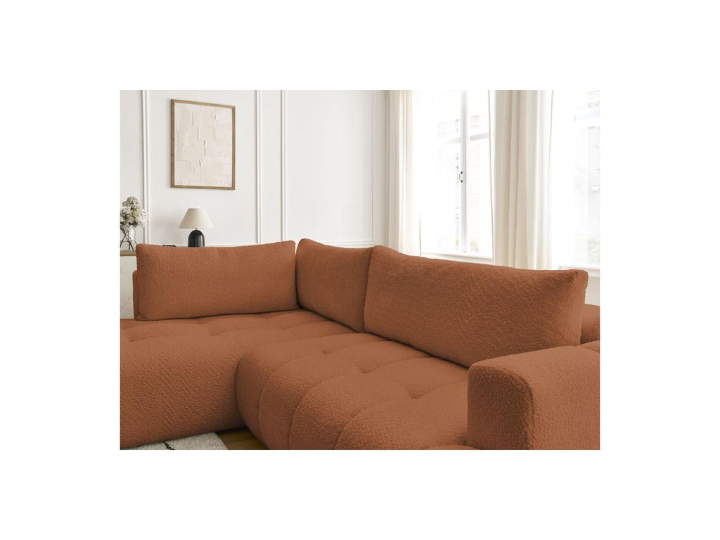 Fuji - Canapé D'Angle L Convertible - Tissu Bouclette - Angle Gauche