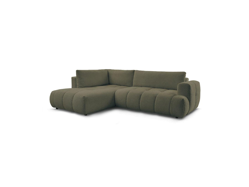 Fuji - Canapé D'Angle L Convertible - Tissu Bouclette - Angle Gauche