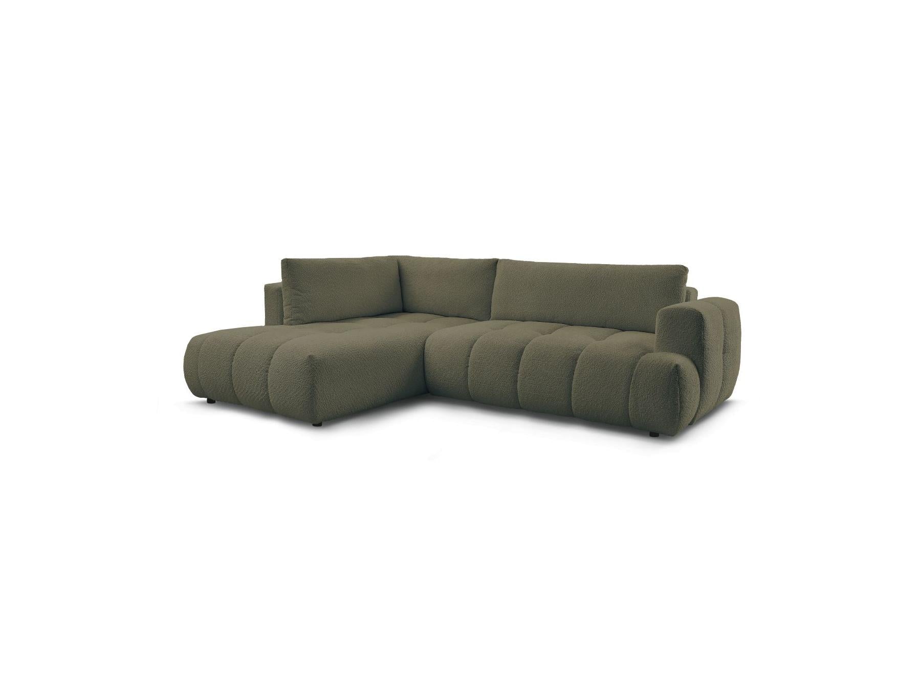 Fuji - Canapé D'Angle L Convertible - Tissu Bouclette - Angle Gauche